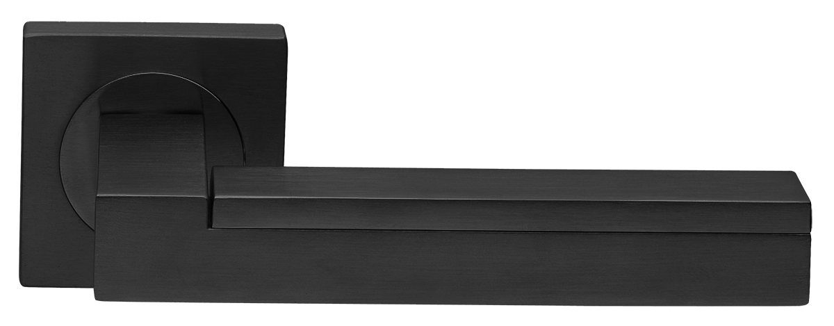 Ручка дверная ISLAND S2 NERO раздельная на квадратной розетке, цвет - черный фото купить Кемерово
