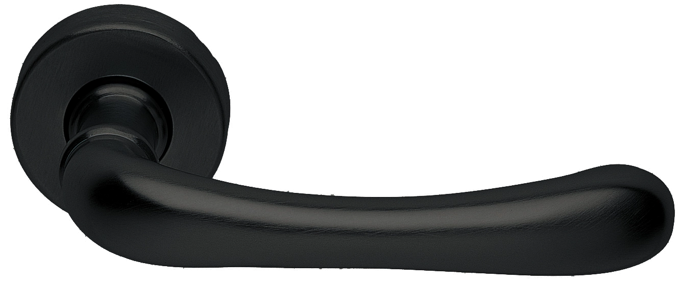 Ручка дверная RING R3-E NERO раздельная на круглой розетке, цвет - черный фото купить Кемерово