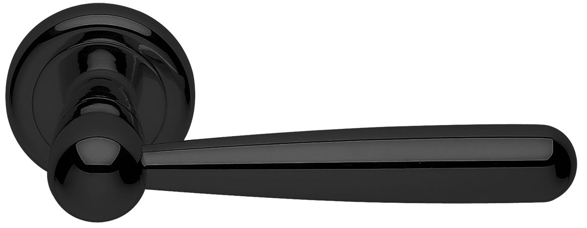 Ручка дверная PINOKKIO R4 NERO раздельная на круглой розетке, цвет - черный фото купить Кемерово