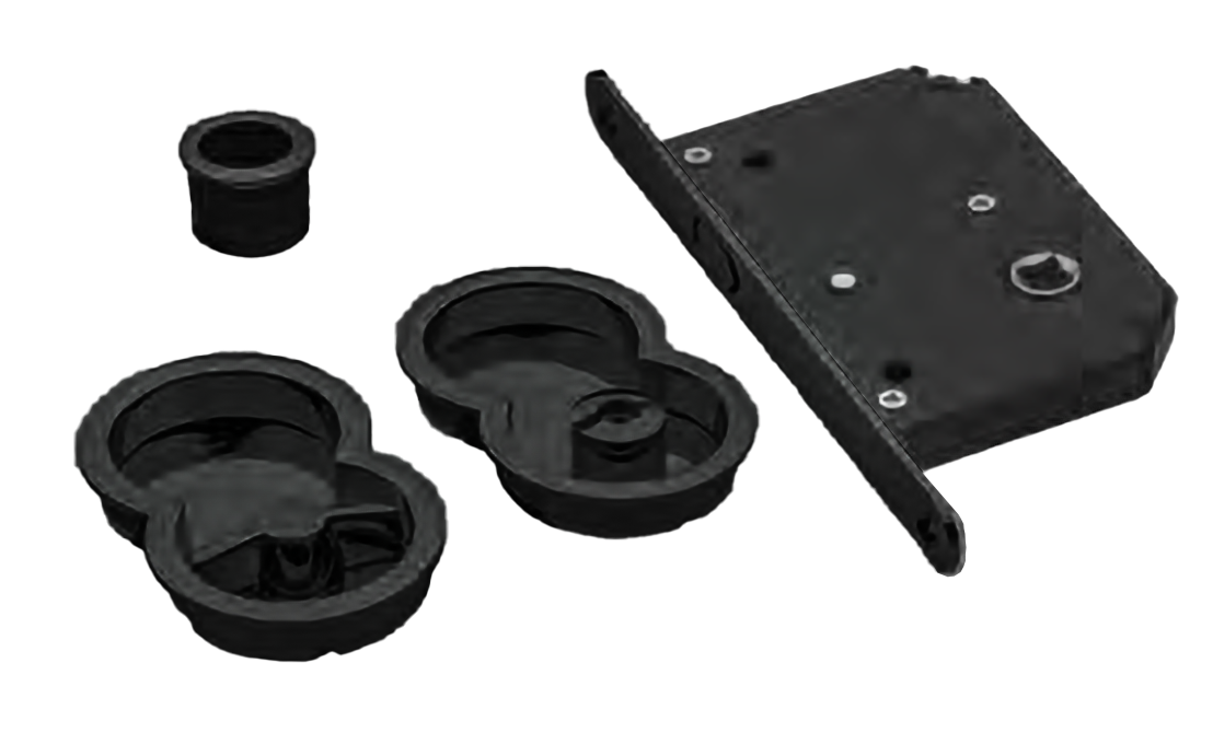 Ручки для раздвижных дверей INFINITY ART.85/B NERO с замком и заверткой, цвет - черный фото купить Кемерово