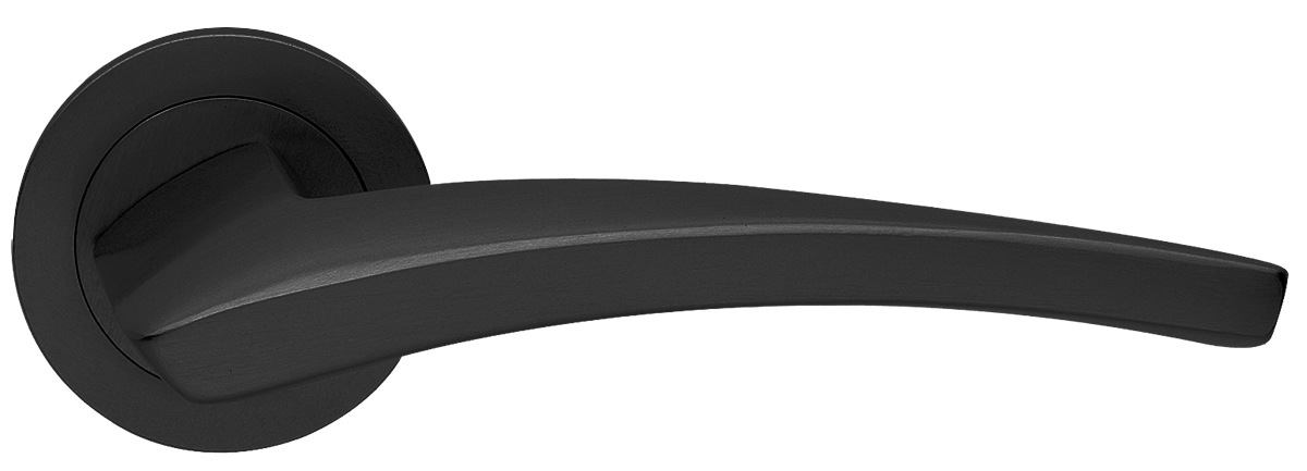 Ручка дверная WIND R2 NERO раздельная на круглой розетке, цвет - черный фото купить в Кемерово