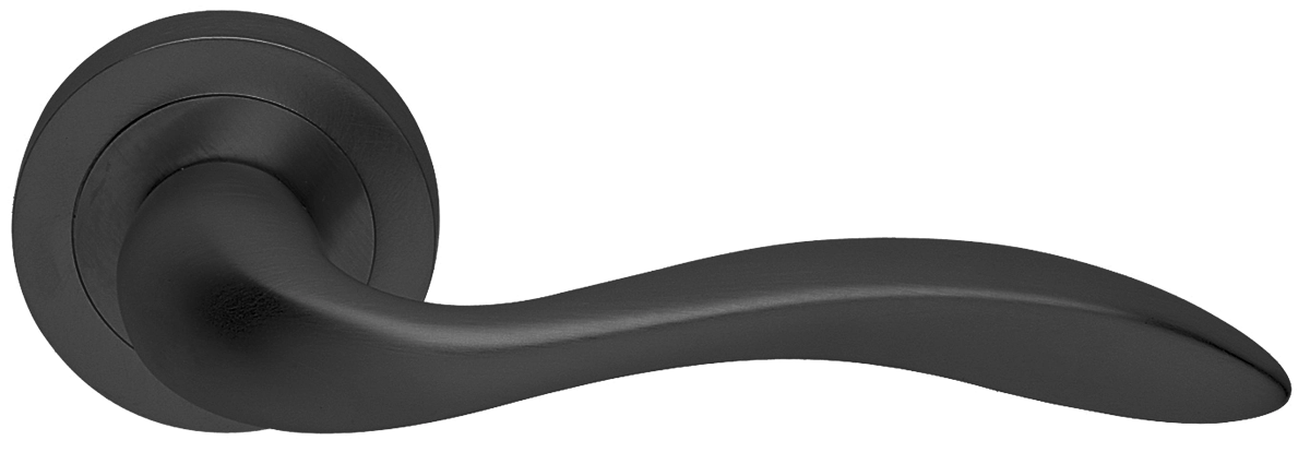 Ручка дверная LEON R2 NERO раздельная на круглой розетке, цвет - черный фото купить в Кемерово