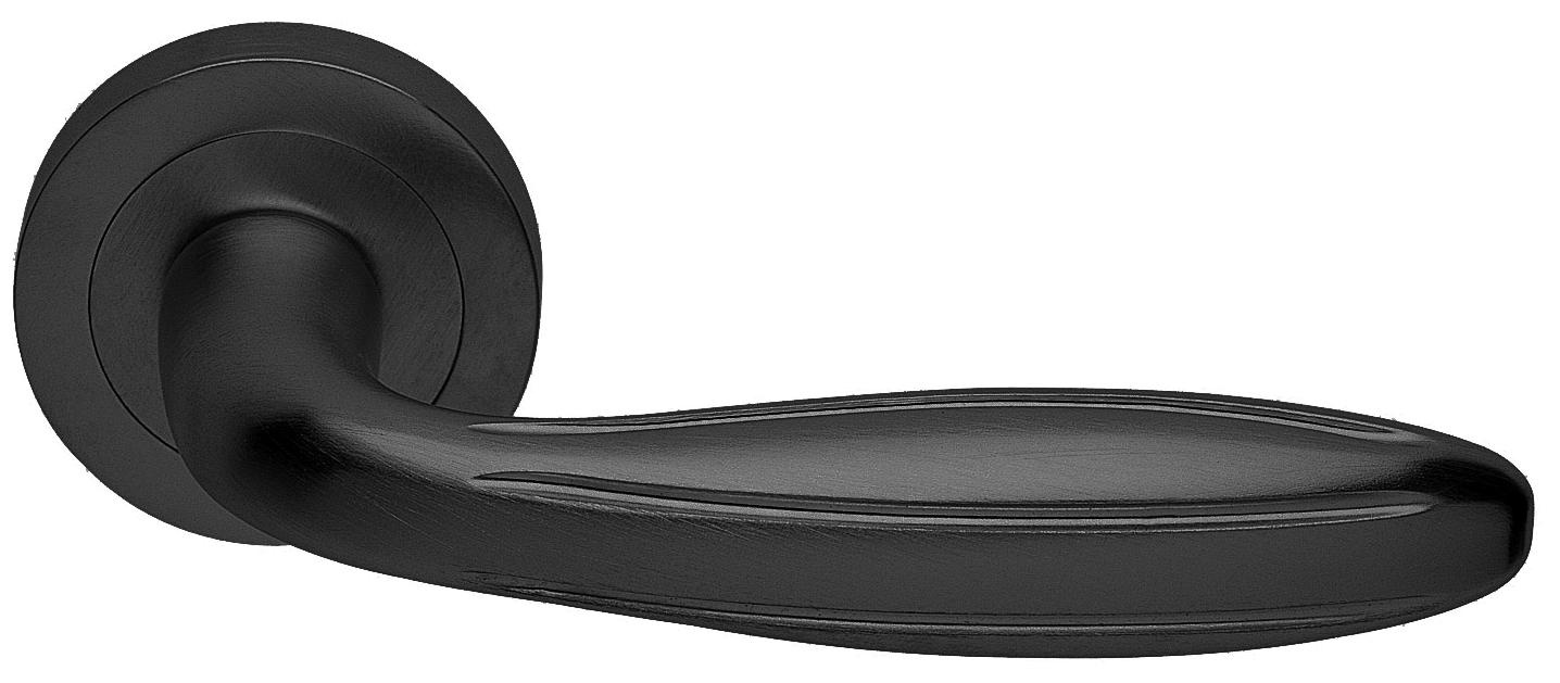 Ручка дверная BUD R2 NERO раздельная на круглой розетке, цвет - черный фото купить в Кемерово