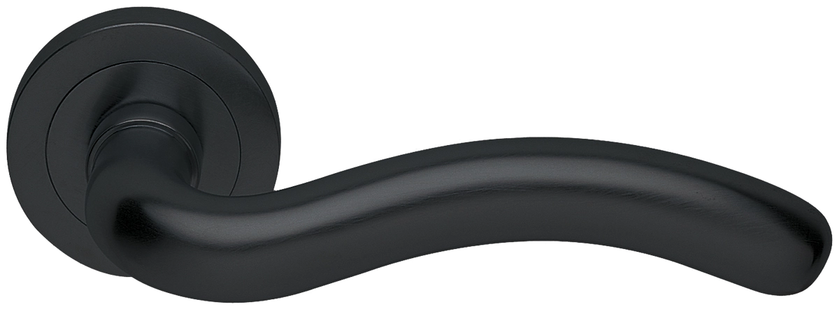 Ручка дверная SNAKE R2 NERO раздельная на круглой розетке, цвет - черный фото купить в Кемерово