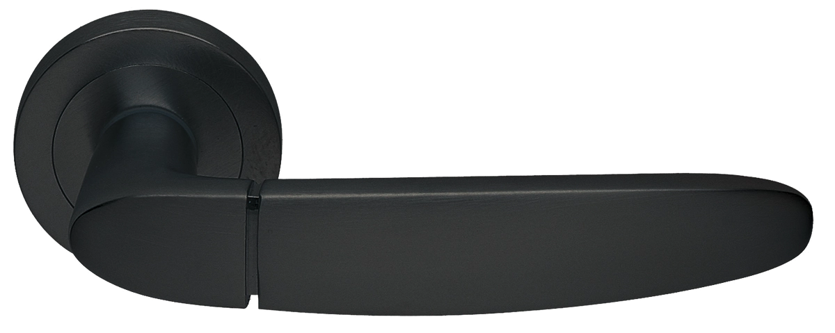 Ручка дверная SAIL R2 NERO раздельная на круглой розетке, цвет - черный фото купить в Кемерово