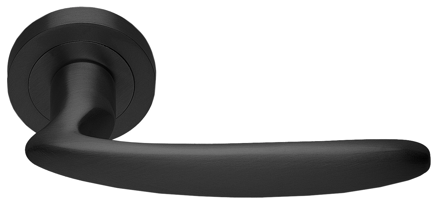 Ручка дверная FLAMINGO R2 NERO раздельная на круглой розетке, цвет - черный фото купить в Кемерово