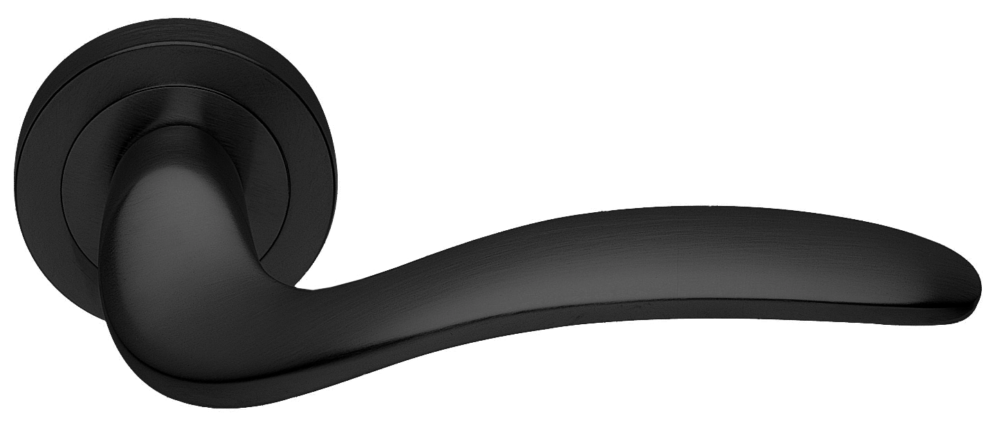 Ручка дверная COBRA R2 NERO раздельная на круглой розетке, цвет - черный фото купить в Кемерово