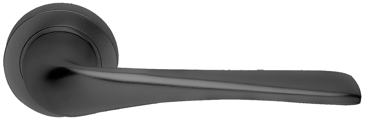 Ручка дверная LE MANS R2 NERO раздельная на круглой розетке, цвет - черный фото купить в Кемерово