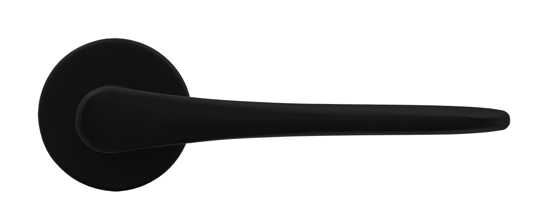 Ручка дверная AULA R5 NERO-ST на круглой розетке, цвет черный soft-touch, ЦАМ фото купить в Кемерово