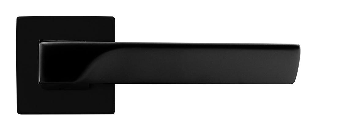 Ручка дверная FIORD S5 NERO-ST на квадратной розетке цвет черный soft-touch, ЦАМ фото купить в Кемерово