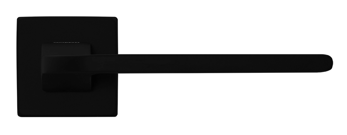 Ручка дверная SPUTNIK S5 NERO-ST на квадратной розетке, цвет черный soft-touch, ЦАМ фото фурнитура Кемерово