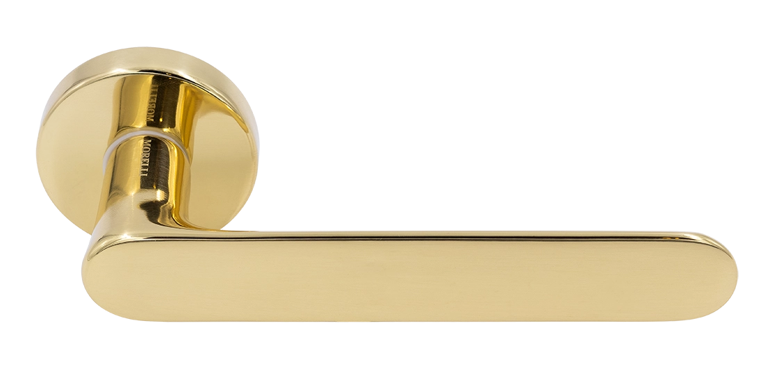 Ручка дверная LE BOAT R5 OTL раздельная на круглой розетке, цвет золото, латунь фото купить Кемерово