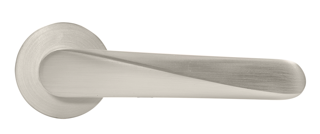 Ручка дверная CAYAN MH-58-R6 MSN раздельная на круглой розетке 6 мм, цвет матовый сатинированный никель, ЦАМ фото купить в Кемерово