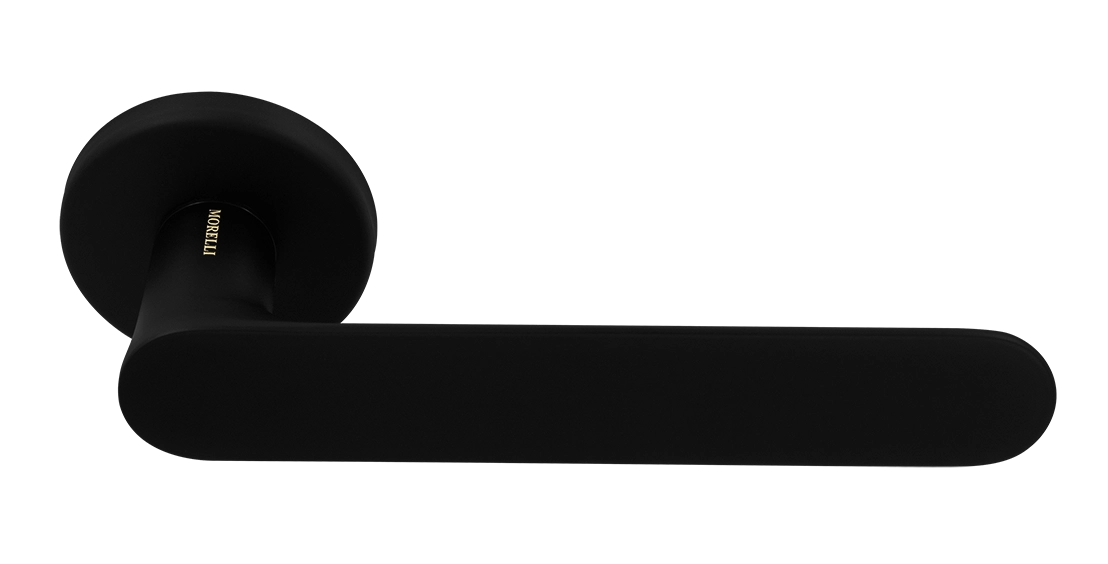 Ручка дверная LE BOAT R5 NERO-ST раздельная на круглой розетке, цвет черный soft-touch, латунь фото купить Кемерово