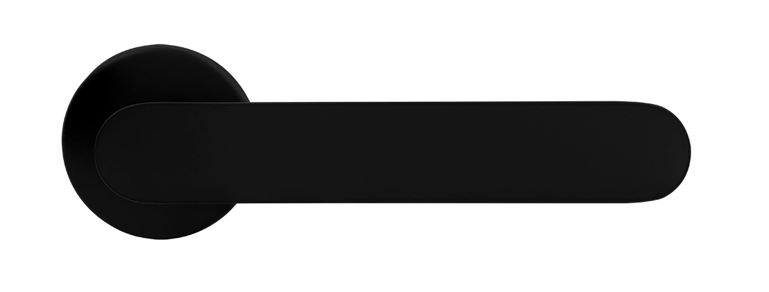 Ручка дверная LE BOAT R5 NERO-ST раздельная на круглой розетке, цвет черный soft-touch, латунь фото купить в Кемерово