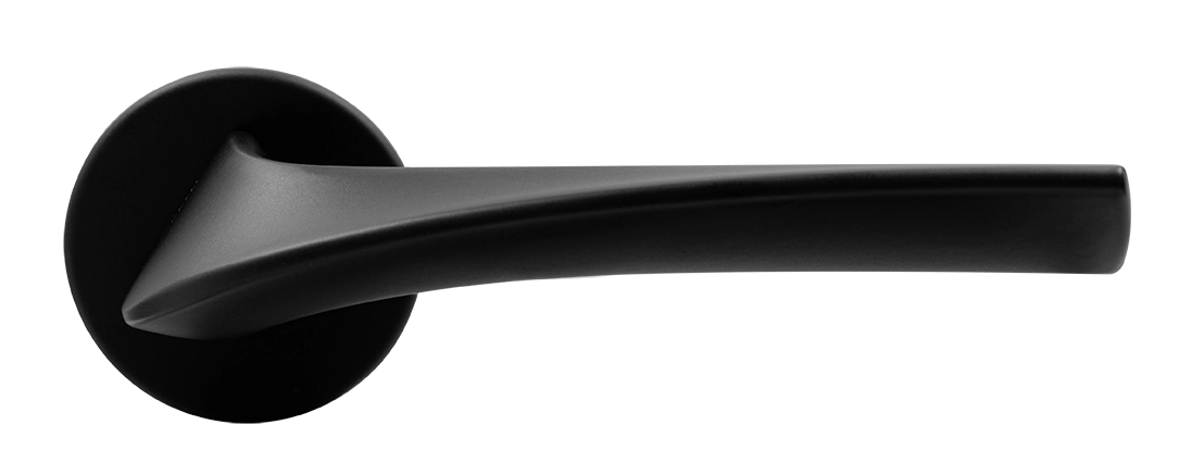 Ручка дверная COMETA R5 NERO-ST на круглой розетке цвет черный soft-touch, ЦАМ фото купить в Кемерово