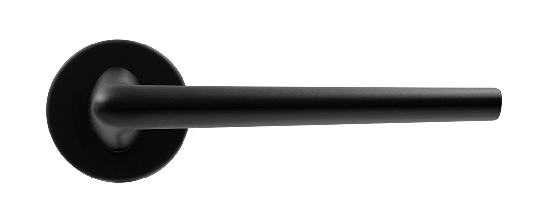 Ручка дверная THE FORCE R5 NERO-ST на круглой розетке, цвет черный soft-touch, ЦАМ фото купить в Кемерово