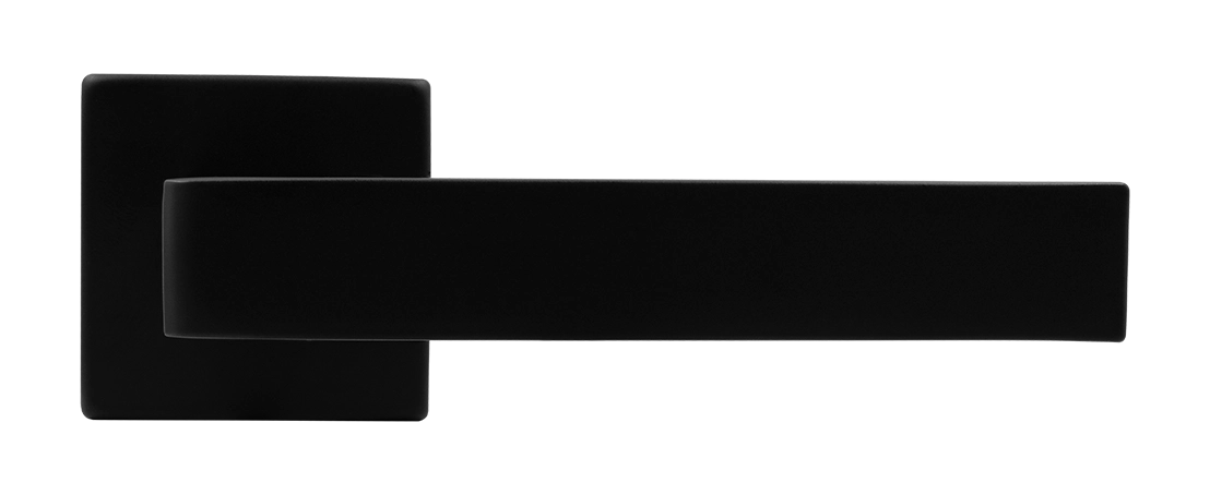 Ручка дверная HORIZONT S5 NERO-ST на квадратной розетке, цвет черный soft-touch, ЦАМ фото купить в Кемерово