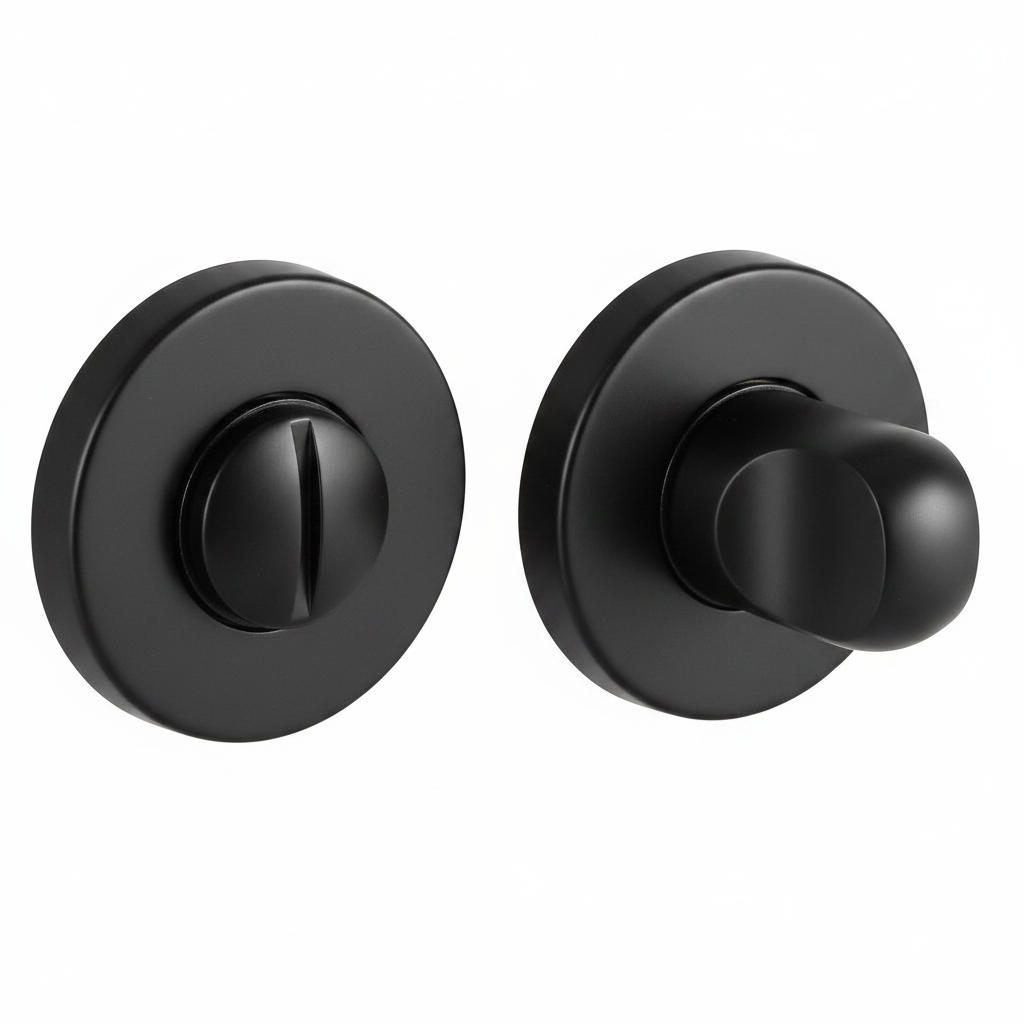 Завертка сантехническая LUX-WC-R3-E NERO-ST на круглой розетке цвет черный soft-touch, ЦАМ фото купить Кемерово