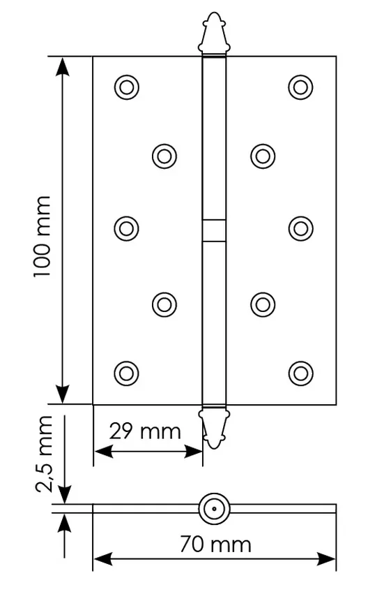 Петля карточная разъемная MSN 100X70X2.5 R COF с подшипником стальная правая, врезная, цвет кофе фото купить в Кемерово