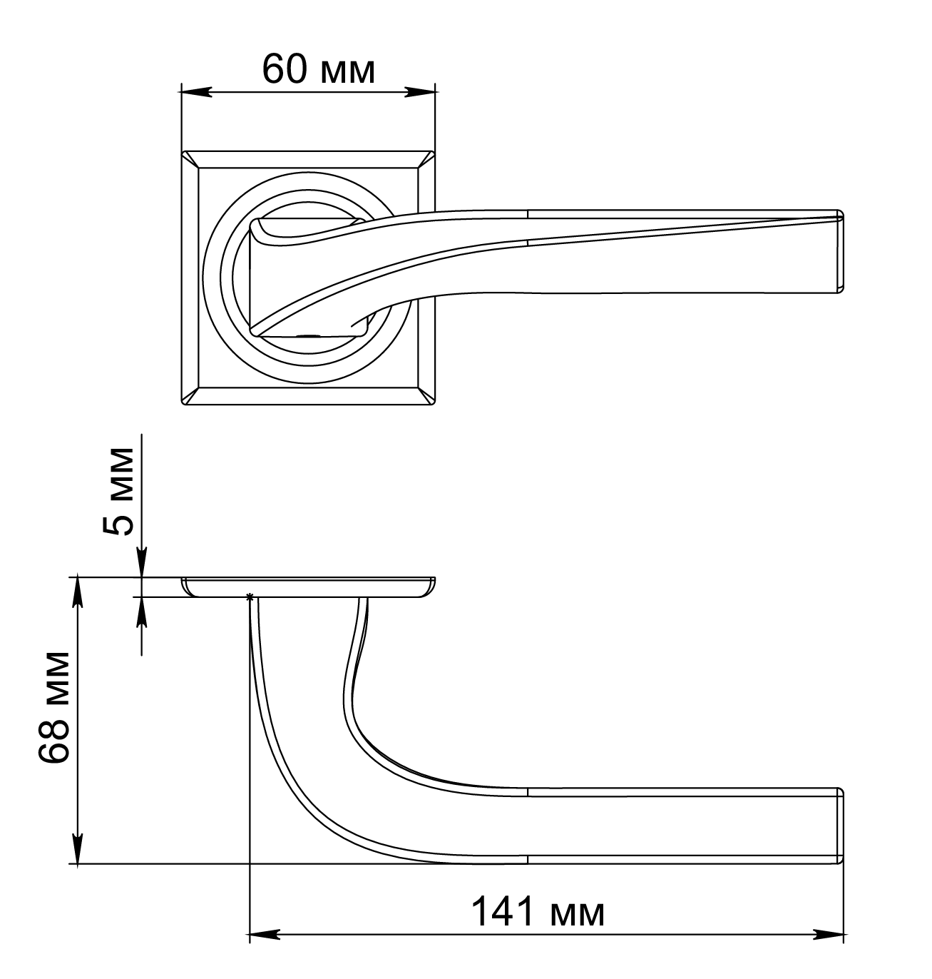 Ручка дверная WD CONCERT HALL S7 WF на квадратной розетке, цвет Зимняя стужа/Winter Frost фото фурнитура Кемерово