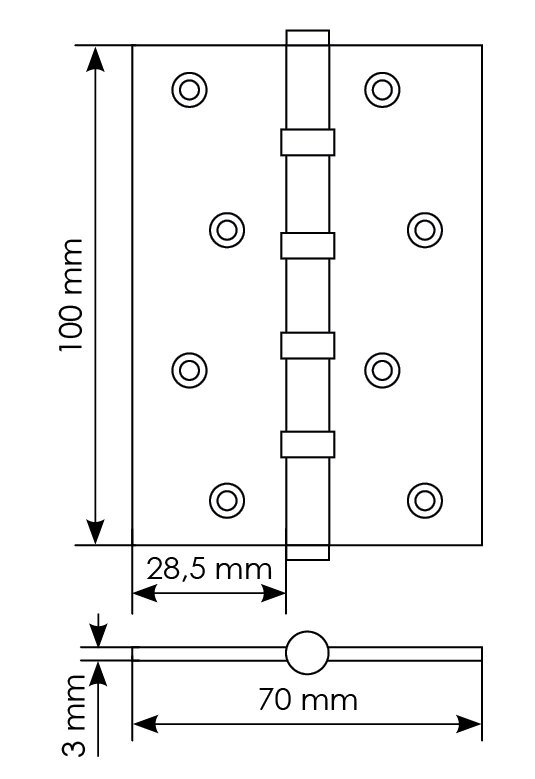 Петля карточная универсальная MBU 100X70X3-4BB COF латунь,врезная,цвет кофе фото купить в Кемерово