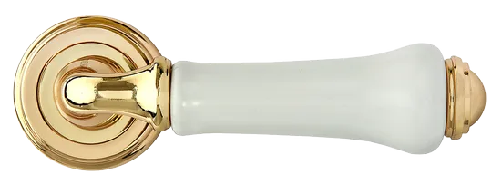 UMBERTO, ручка дверная MH-41-CLASSIC PG/W, цвет - золото/белый фото купить в Кемерово