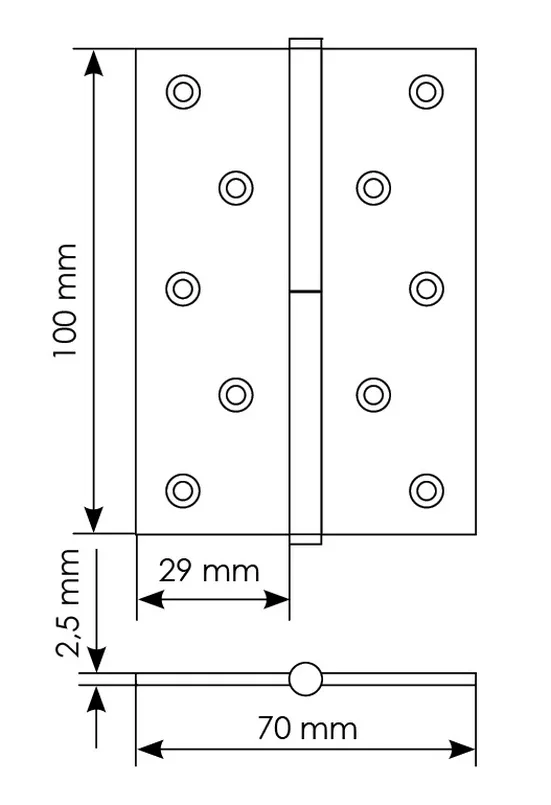 Петля универсальная разъемная MSD 100X70X2.5 AB L стальная левая, врезная, цвет бронза фото купить в Кемерово