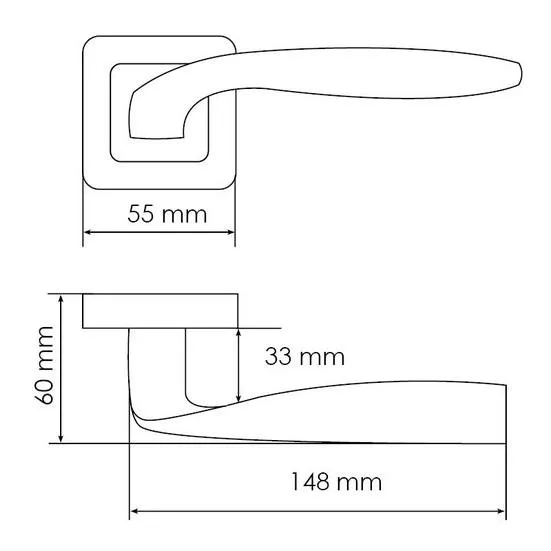 Ручка дверная SHELL MH-45 GR/CP-S55 раздельная на квадратной розетке, цвет графит/хром, ЦАМ Light фото купить в Кемерово