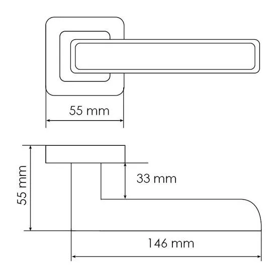 Ручка дверная FLEX MH-44 GR/CP-S55 раздельная на квадратном основании, цвет графит/хром, ЦАМ Light фото купить в Кемерово