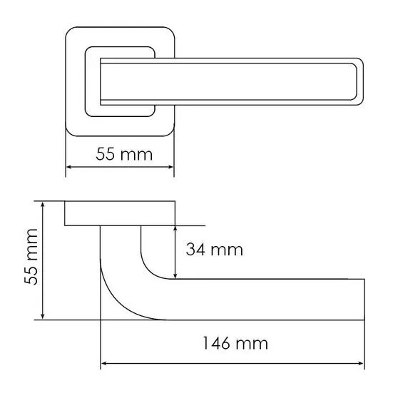 Ручка дверная EON MH-46 GR/CP-S55 раздельная на квадратной розетке, цвет графит/хром, ЦАМ Light фото фурнитура Кемерово