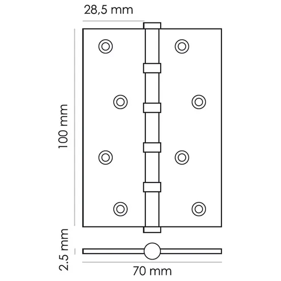 Петля карточная универсальная MS 100X70X2.5-4BB BL, врезная, цвет черный, сталь фото купить в Кемерово