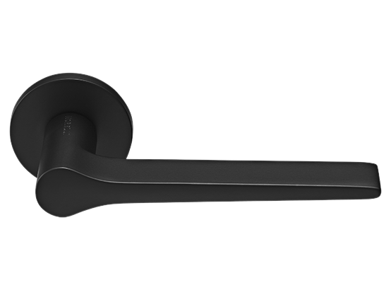 LAND ручка дверная  на круглой розетке 6 мм, MH-60-R6 BL, цвет - чёрный фото купить Кемерово